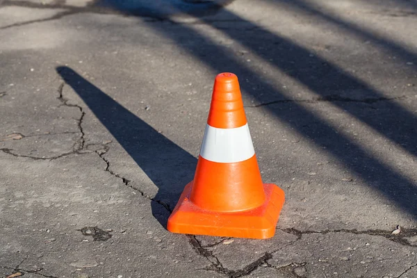 Traffic cone on parking lot — Stock Photo, Image