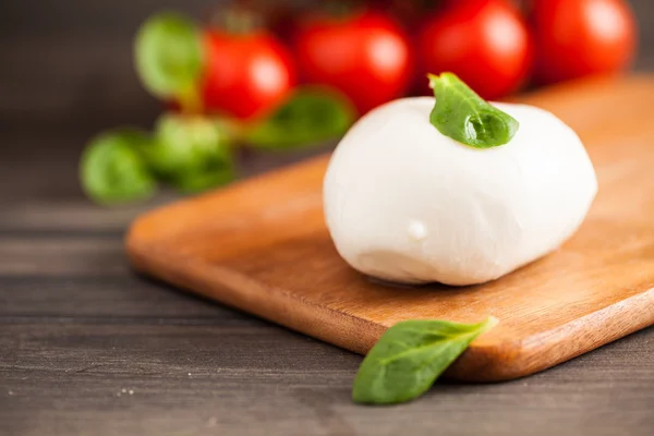 Mozzarella mit Tomaten und Basilikum — Stockfoto