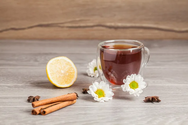 Cup of tea with chamomile flowers — Stock Photo, Image