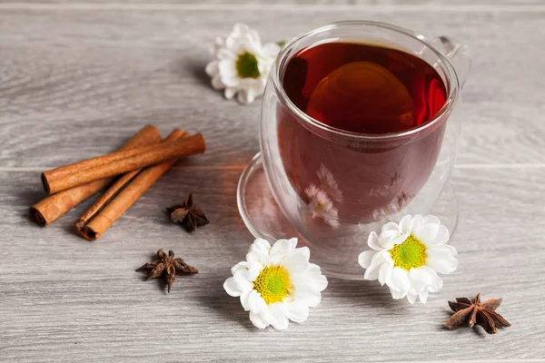 Taza de té con flores de manzanilla — Foto de Stock