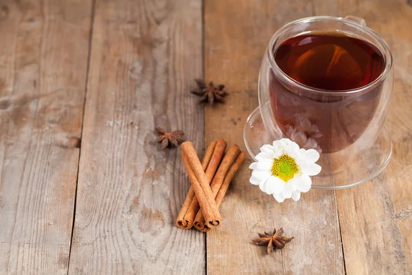 Csésze tea, kamilla virág — Stock Fotó