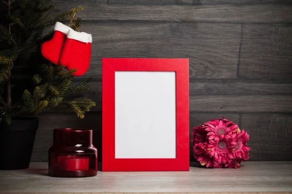 Frame en Kerstmis decoratie — Stockfoto