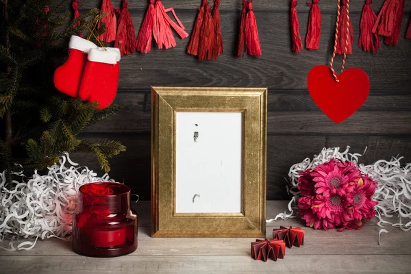 Frame en Kerstmis decoratie — Stockfoto