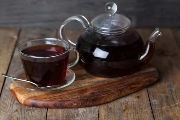 Glass teapot with tea — Stock Photo, Image