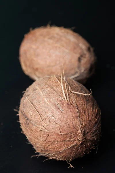 Two Coconuts on black — Stock Photo, Image