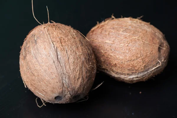 Two Coconuts on black — Stock Photo, Image