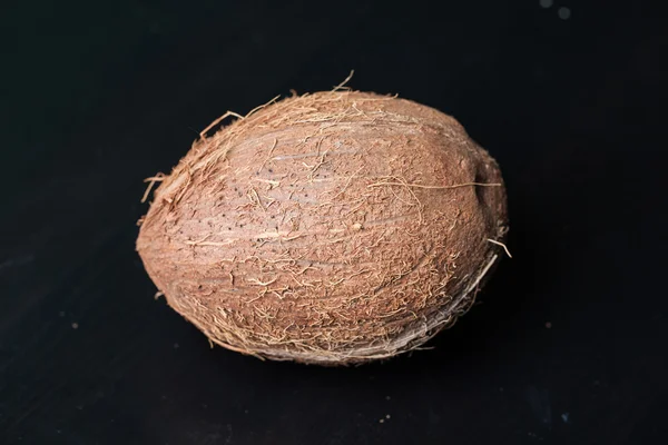 Whole Coconut on black — Stock Photo, Image