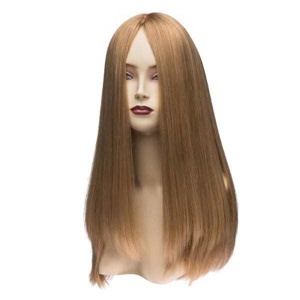 Peluca Pelo Humano Maniquí Vista Frontal Rubia Cabello Liso —  Fotos de Stock