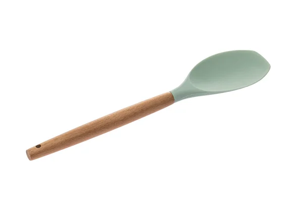 Plastic Turquoise Kitchen Tool Wooden Handle Cooking — ストック写真