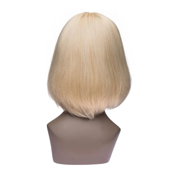 Perruque Cheveux Humains Sur Mannequin Vue Derrière Blonde Cheveux Raides — Photo