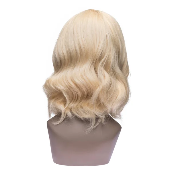 Perruque Cheveux Humains Sur Mannequin Vue Derrière Blonde Cheveux Raides — Photo