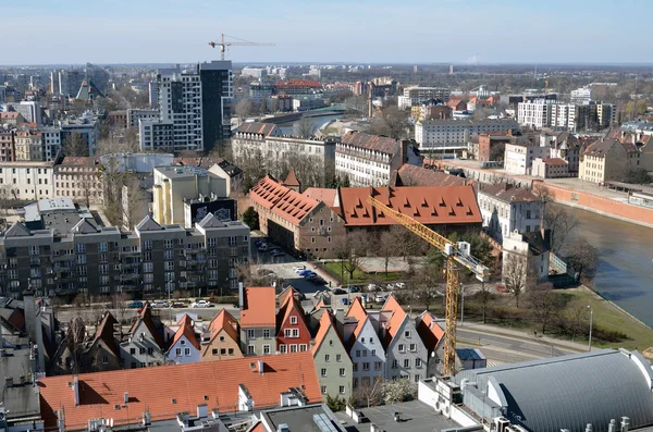 Staré město Wroclaw. Evropské středověké město Vratislav. Pohled z vrcholu Breslau Wroclaw — Stock fotografie