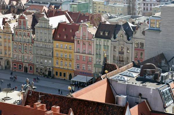 La vieja ciudad de Wroclaw. Breslau ciudad medieval europea. Vista desde arriba Breslau Wroclaw — Foto de Stock