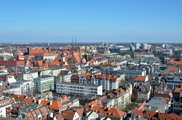 Staré město Wroclaw. Evropské středověké město Vratislav. Pohled z vrcholu Breslau Wroclaw — Stock fotografie