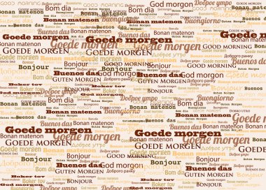 Good morning in different languages vector background