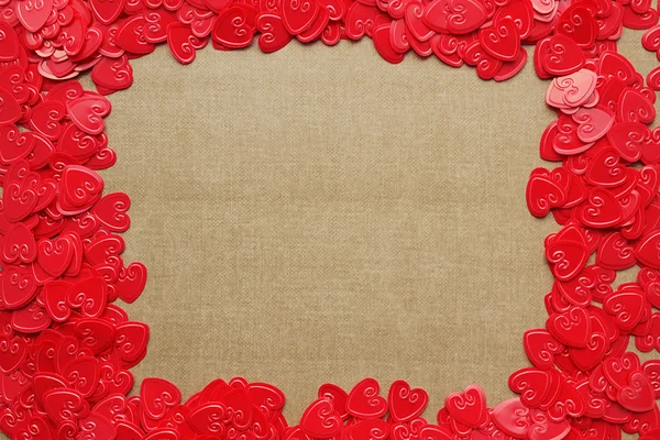 Liebe rote Herzen Rand Rahmenkarte — Stockfoto