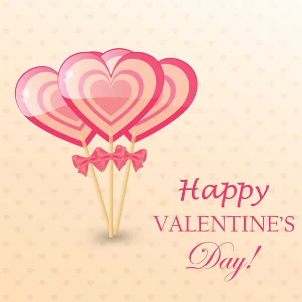 Feliz Dia dos Namorados cartão de saudação com pirulito em forma de coração —  Vetores de Stock