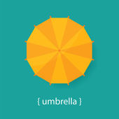 Orangefarbener Regenschirm auf blauem Hintergrund
