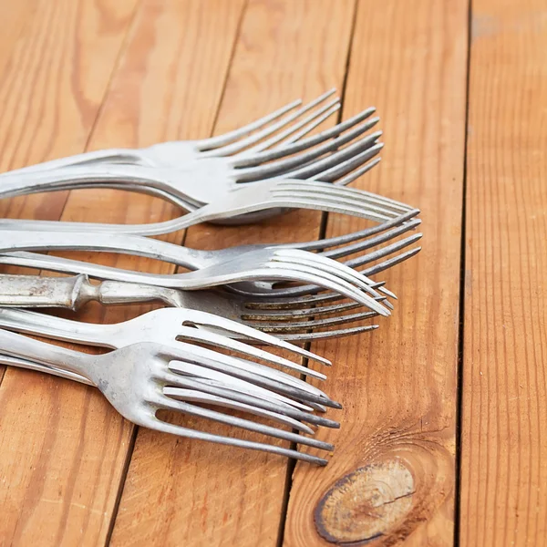 Old aluminum forks — Stock Photo, Image
