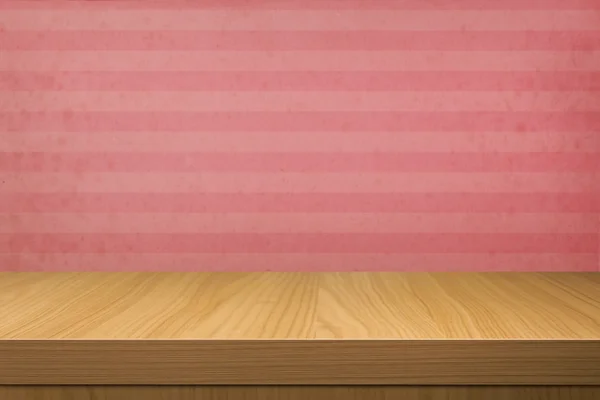 Mesa de madeira vazia sobre papel de parede vintage — Fotografia de Stock
