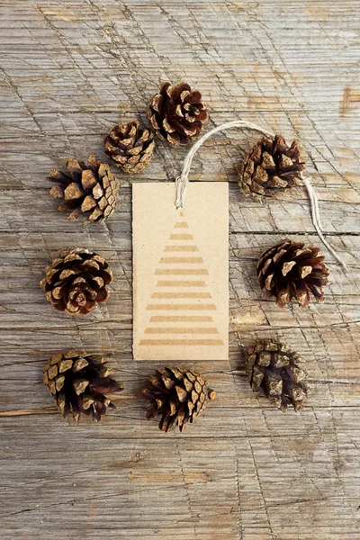 Pine cones and tag