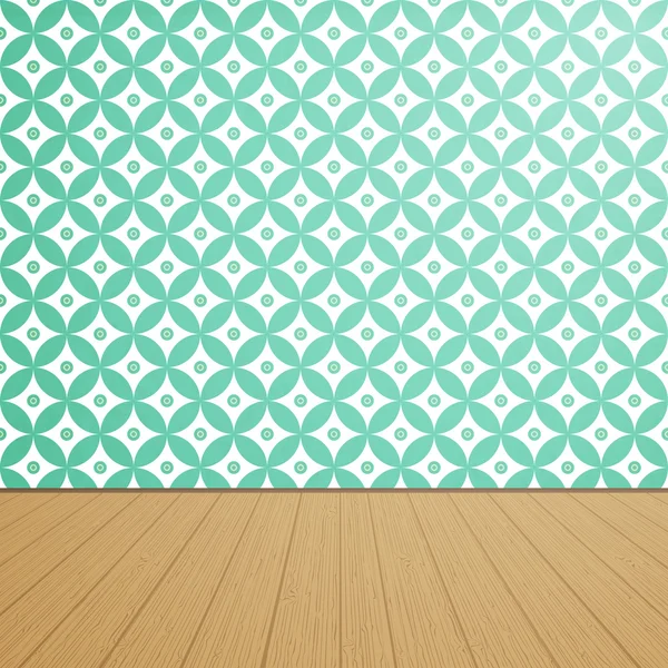 Wallpaper background with wooden floor — Stock Vector