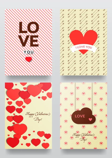 Conjunto de tarjetas de San Valentín — Vector de stock