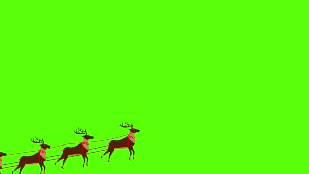 Santa Claus Pulled Reindeers Green Screen Chroma Key Flat Animation — Stock Video