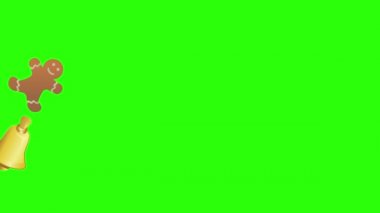 Yeşil ekran kroma tuşunda dekoratif Noel ögeleri animasyon grubu