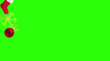 Yeşil ekran kroma tuşunda dekoratif Noel ögeleri animasyon grubu