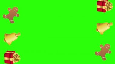 Yeşil ekran kroma tuşunda dekoratif Noel ögeleri animasyon grubu