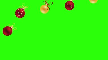 Yeşil ekran kroma tuşunda dekoratif Noel ögeleri animasyon grubu