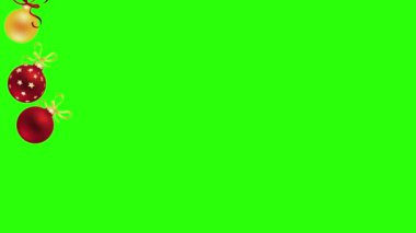 Yeşil ekran kroma tuşunda dekoratif Noel ögeleri animasyon grubu