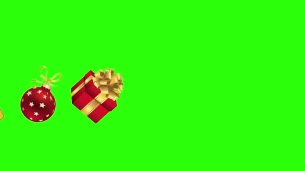 绿色屏幕彩色键上的装饰圣诞元素动画组 — 图库视频影像