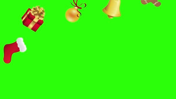 Elementi Decorativi Natale Gruppo Animazione Chiave Cromatica Schermo Verde — Video Stock