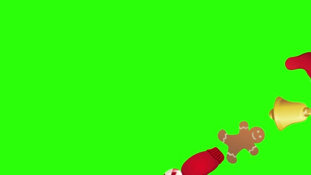 Éléments Décoratifs Noël Groupe Animation Sur Écran Vert Chroma Clé — Video