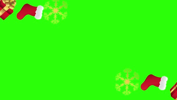 Dekorativa Julelement Animation Grupp Grön Skärm Kroma Nyckel — Stockvideo