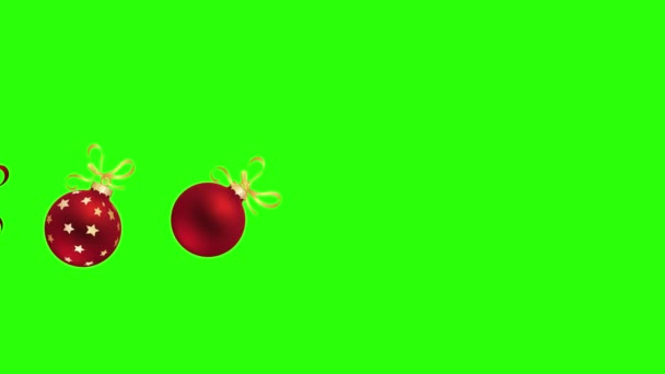 Decorative Christmas Elements Animation Group Green Screen Chroma Key — Stock Video