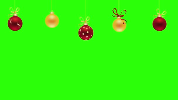 Декоративная Группа Анимации Рождественских Элементов Зеленом Экране — стоковое видео