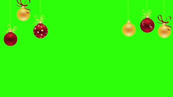 Grupo Animação Elementos Decorativos Natal Tecla Croma Tela Verde — Vídeo de Stock