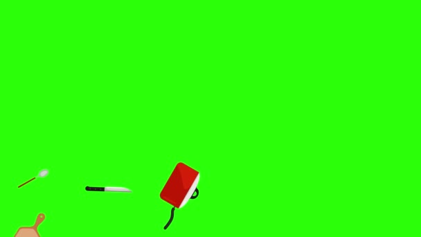 Cooking item tools, green screen chroma key animation