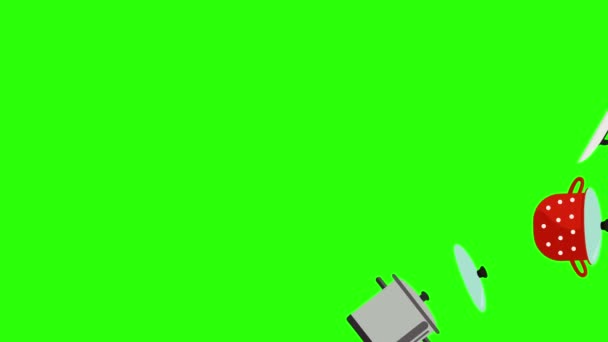 Outillage Cuisson Écran Vert Chroma Animation Clé — Video