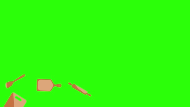 Cooking Item Tools Green Screen Chroma Key Animation — Stock Video