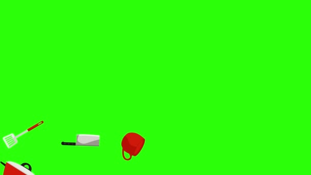 Outillage Cuisson Écran Vert Chroma Animation Clé — Video