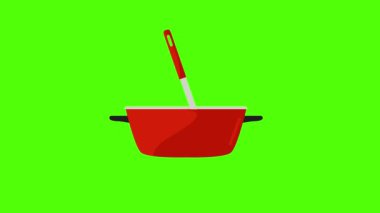 Yeşil ekran krom anahtar üzerindeki tencere animasyonu, düz tasarım ögesi