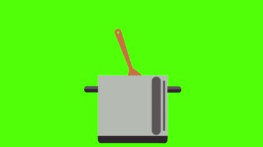 Yeşil ekran krom anahtar üzerindeki tencere animasyonu, düz tasarım ögesi