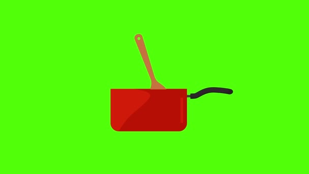 Saucepan Animation Grön Skärm Kroma Nyckel Platt Designelement — Stockvideo