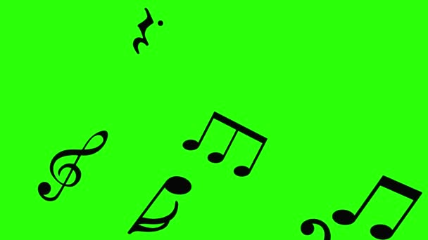 Musical Silhuetas Pretas Notas Animação Grupo Croma Chave — Vídeo de Stock