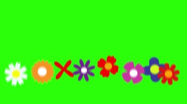 Çiçeklerin düz tasarımı yeşil ekran kroma tuşunda canlandırma