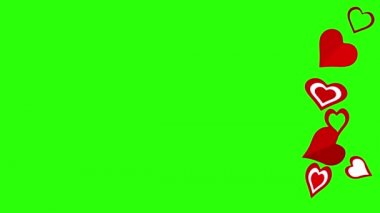 Düz kalp simgeleri tasarım elementleri yeşil ekran krom anahtarı üzerinde canlandırma